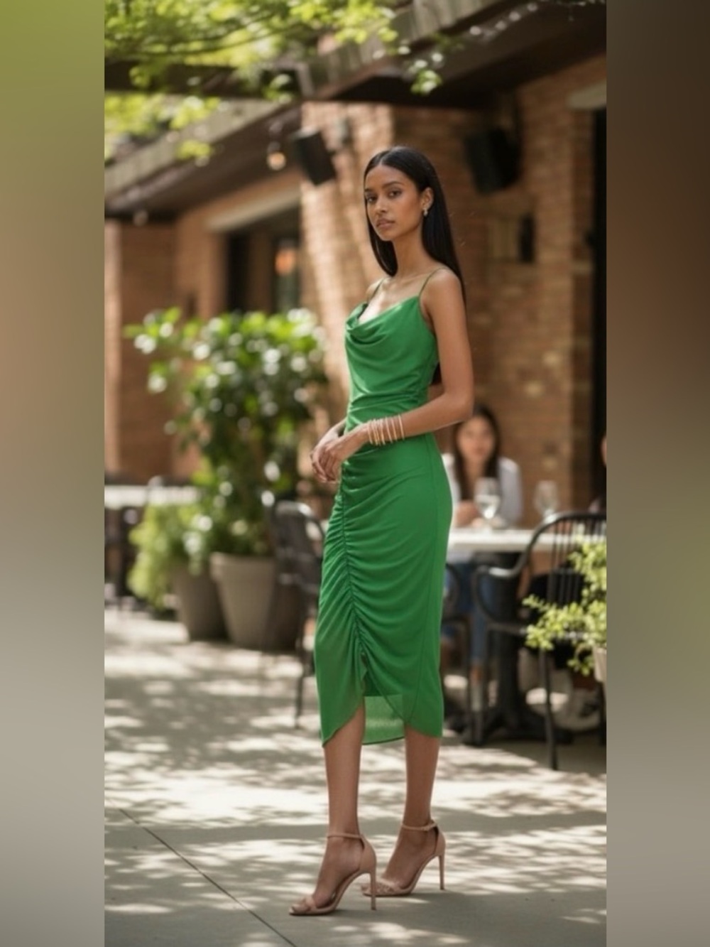 ALL SAINTS Ulla Square Neck Draped Midi Dress